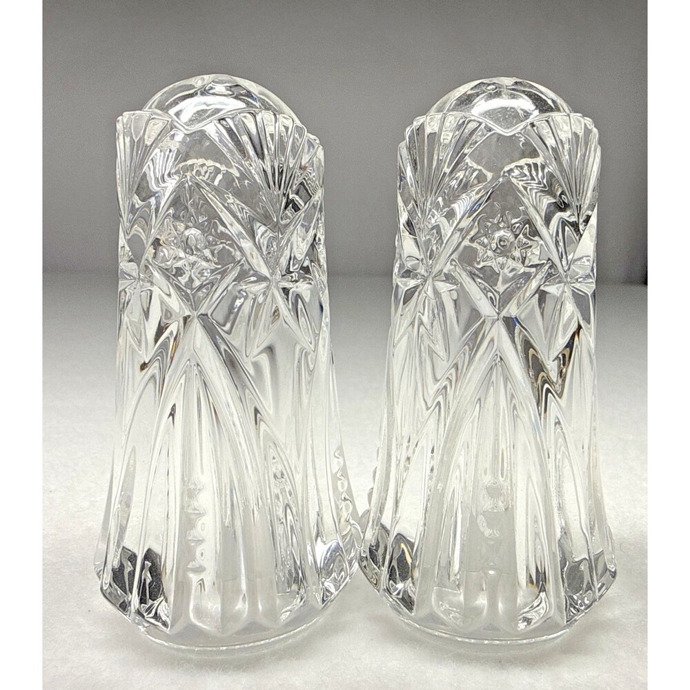 Crystal Salt Pepper Shaker Set Cut Clear Tableware Pair Vintage